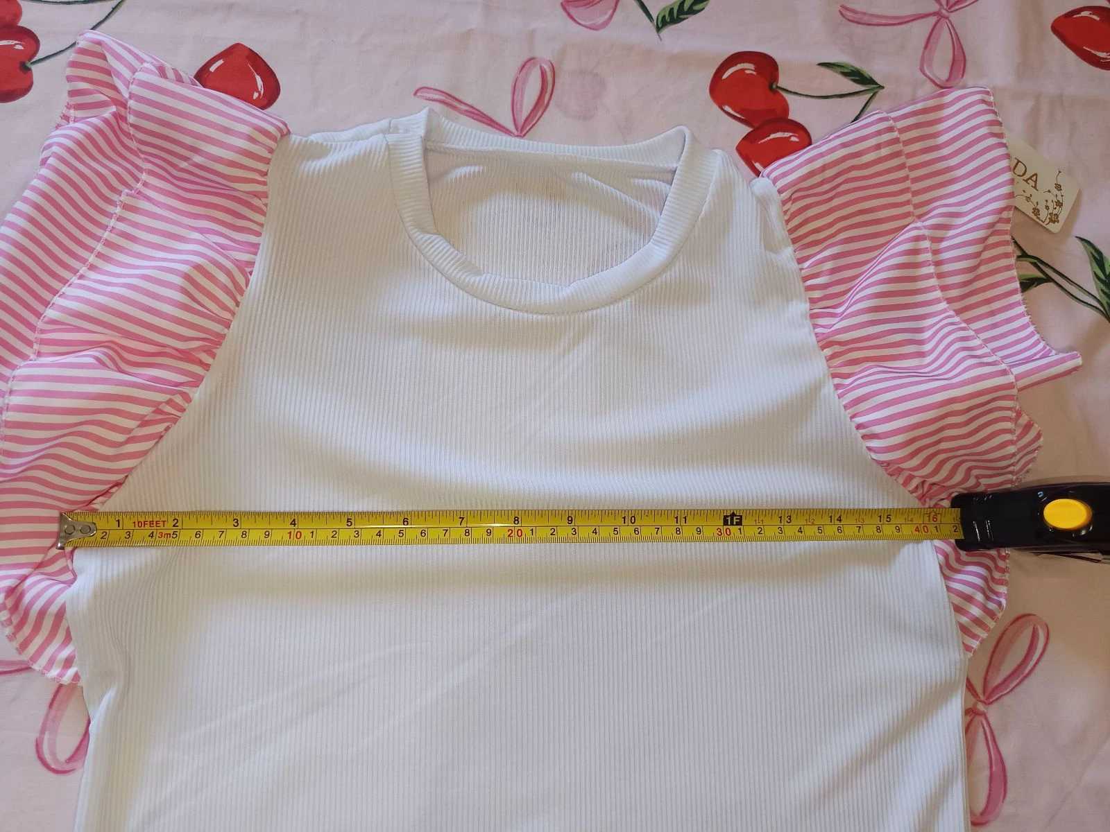 Camiseta canelada com babados rosa MODA / T-Shirt com babados rosa / Top com babados canelado – photo 5